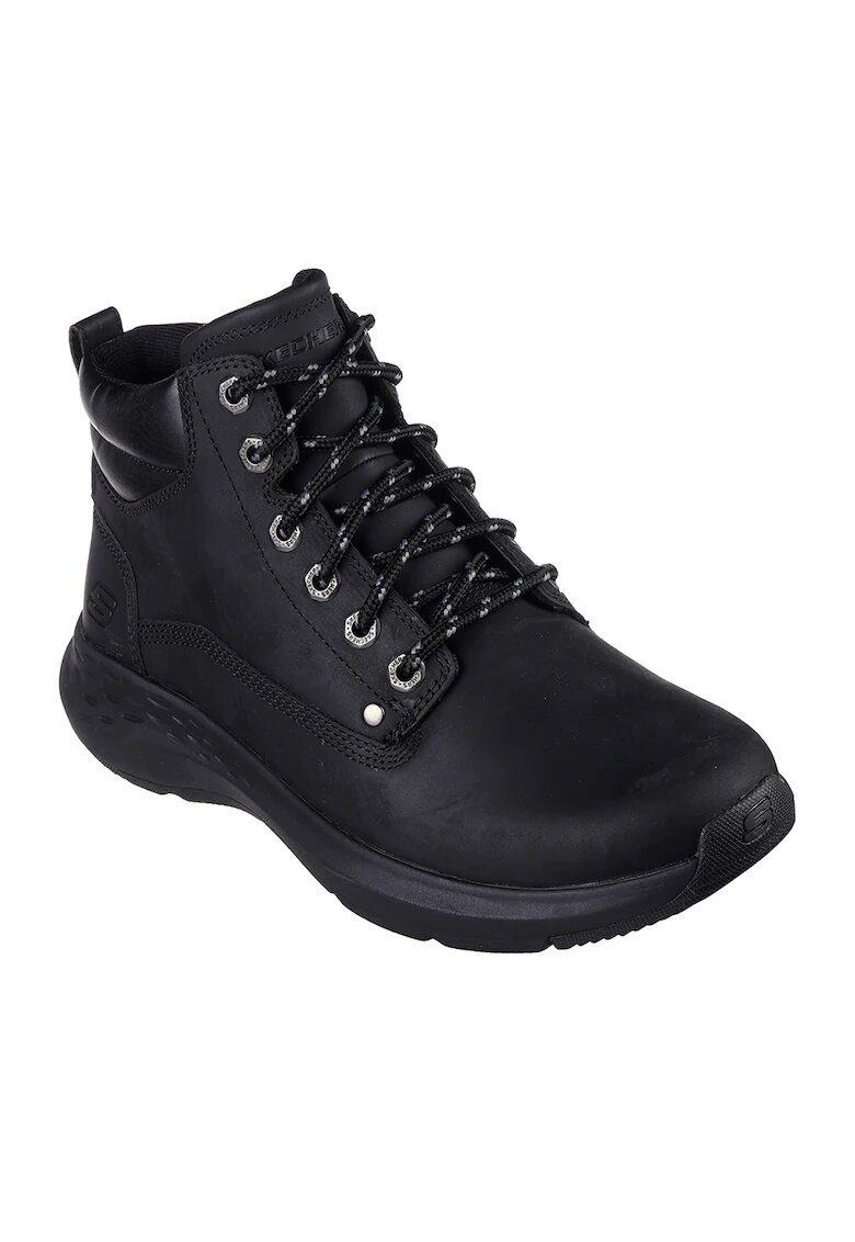 Skechers Боти Parson от кожа и еко кожа - Черен