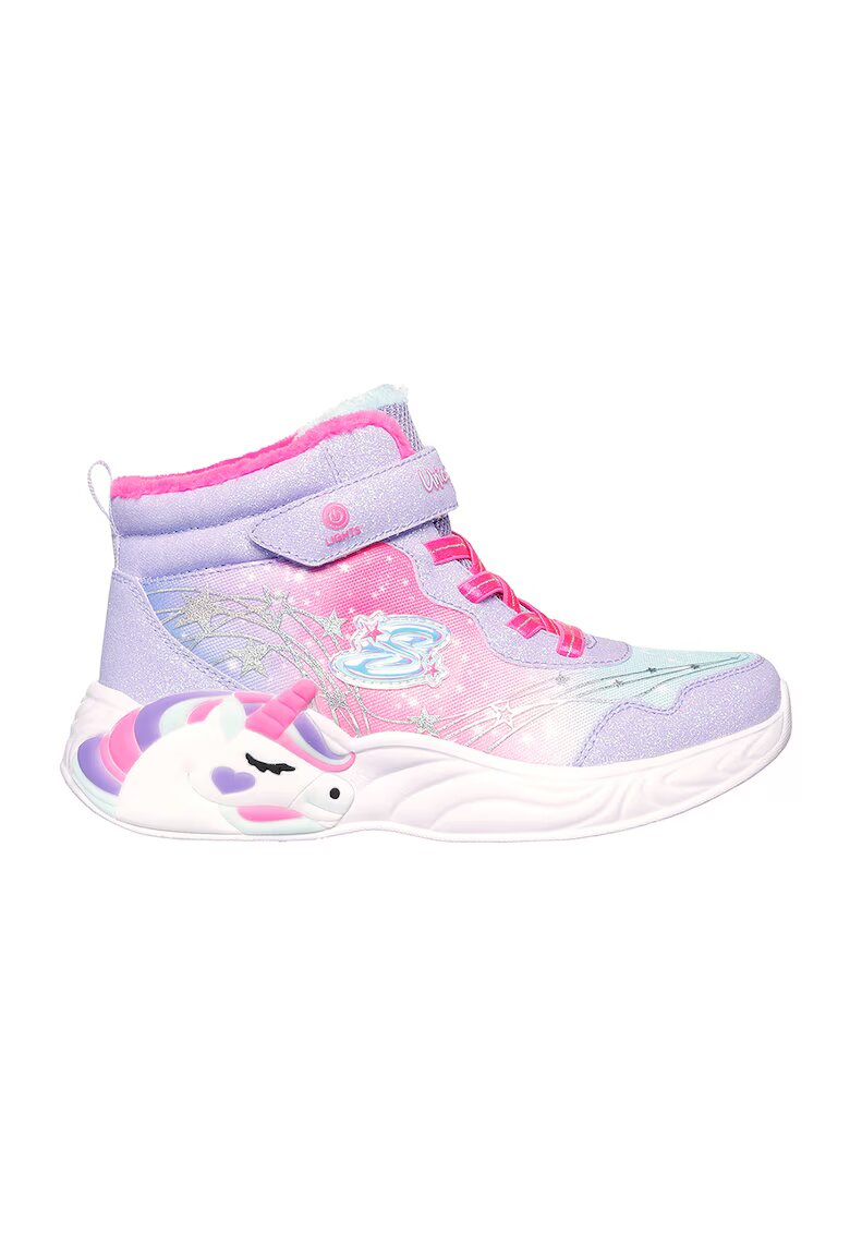 Skechers Боти с десен и LED светлини - Лилав/Розово