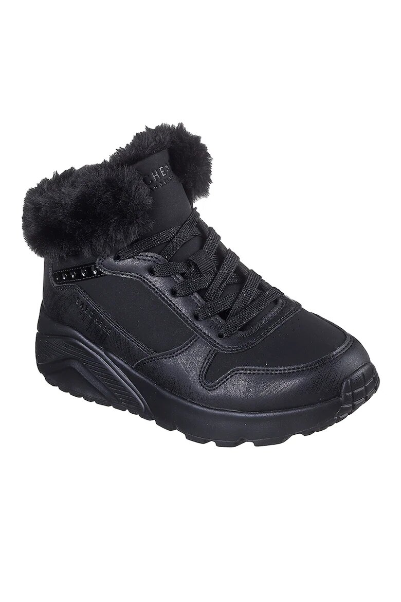 Skechers Боти с еко пух Черен
