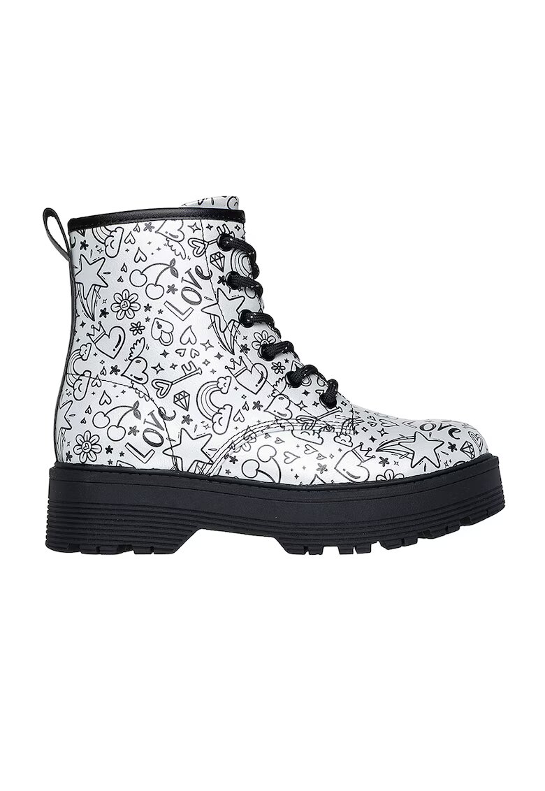 Skechers Боти с цип и десен - Черен/Сребрист