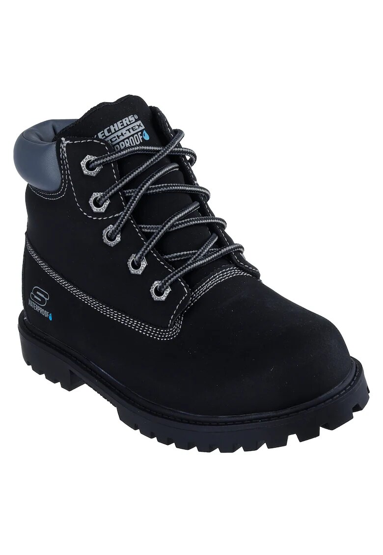 Skechers Ботуши за момчета - Естествена кожа - Черни