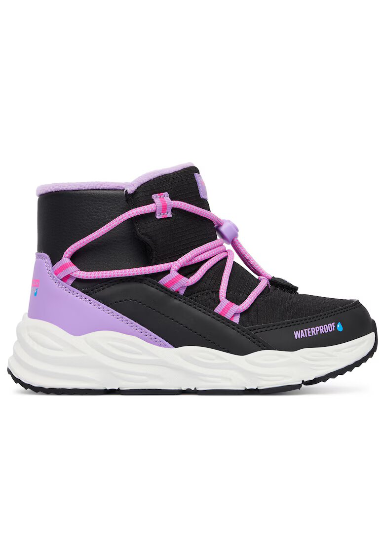 Skechers детски ботуши от екологична кожа - водоустойчиви с регулируеми връзки и поларена подплата - черно/люляково