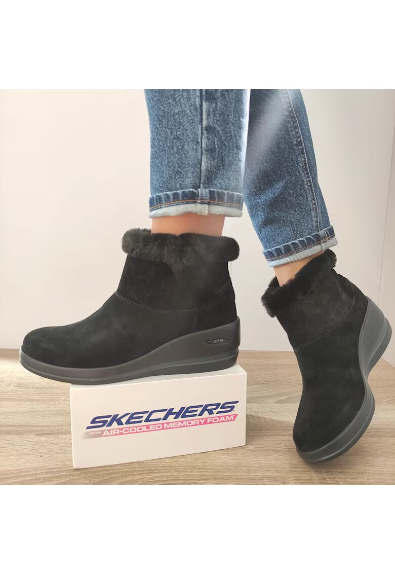Skechers Ежедневни дамски ботуши 144470 Bbk Black Velvet - Черно кадифе