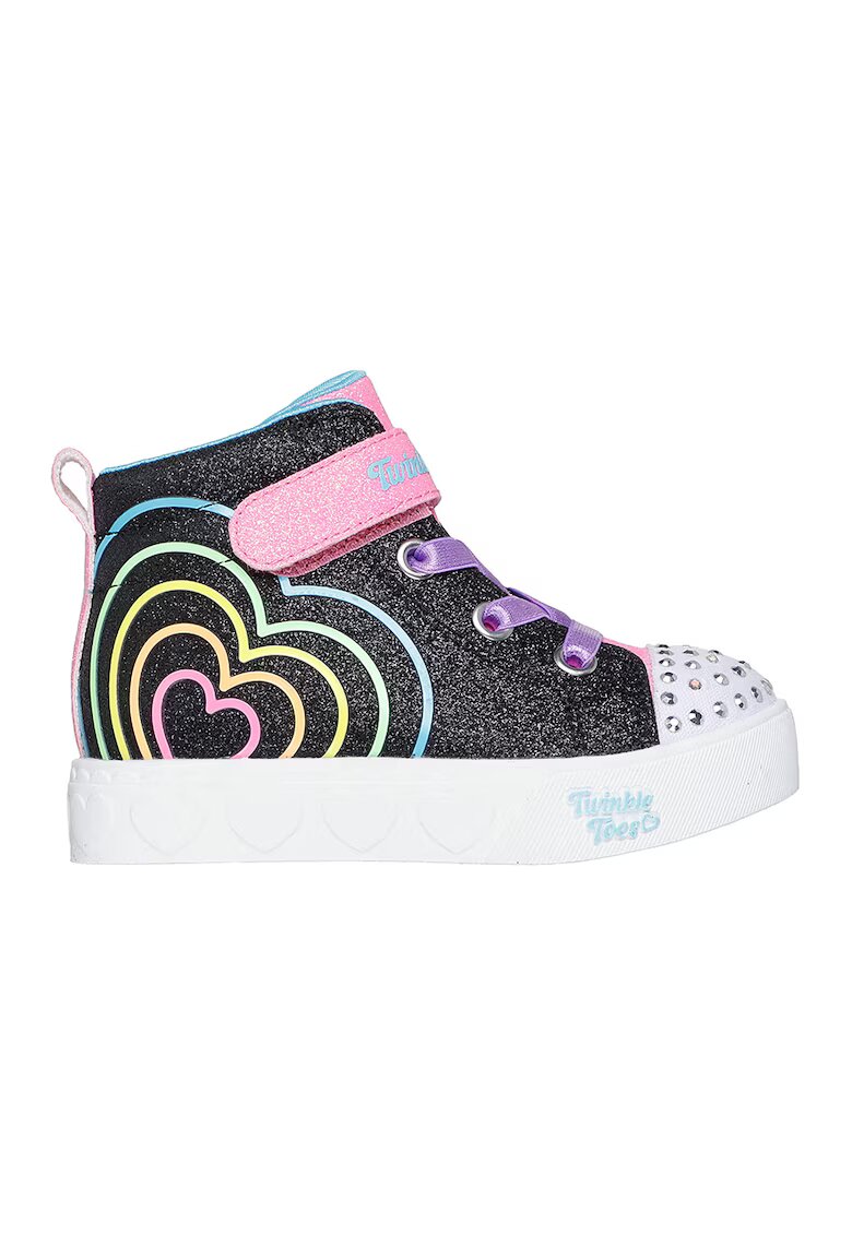 Skechers Кецове Twinkle Toes Heart Steps с LED светлини - Черен/Розово/Син