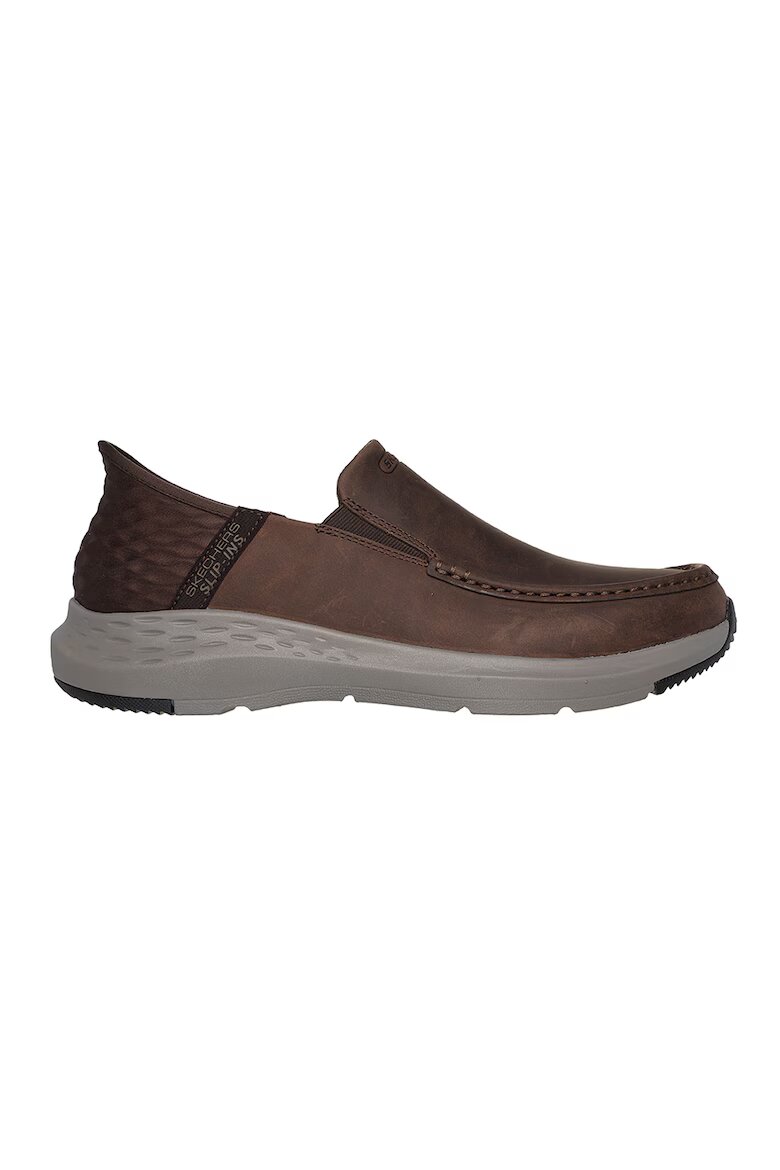 Skechers Кожени мокасини Тъмнокафяв