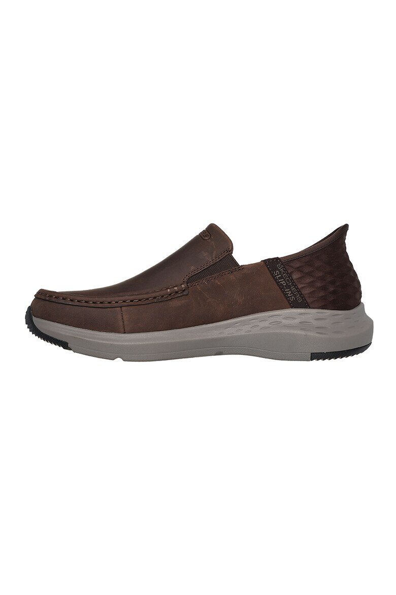 Skechers Кожени мокасини Тъмнокафяв