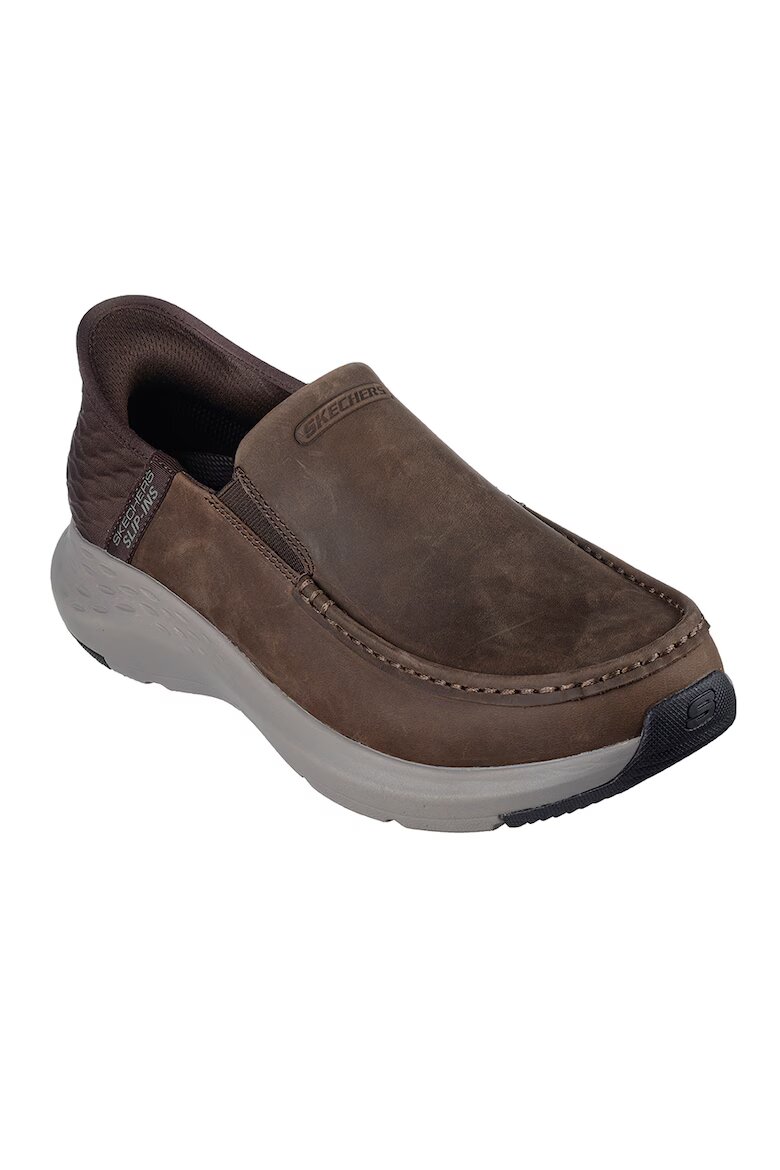 Skechers Кожени мокасини Тъмнокафяв