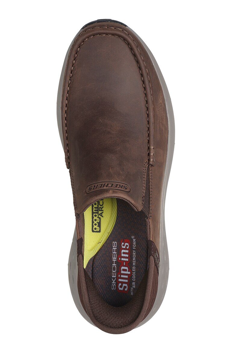 Skechers Кожени мокасини Тъмнокафяв