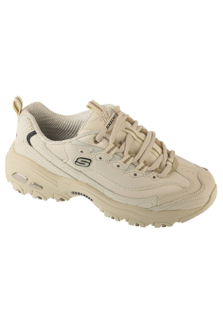 Skechers Кожени спортни обувки D'Lites Fresh Start с лого - Бял - Бял