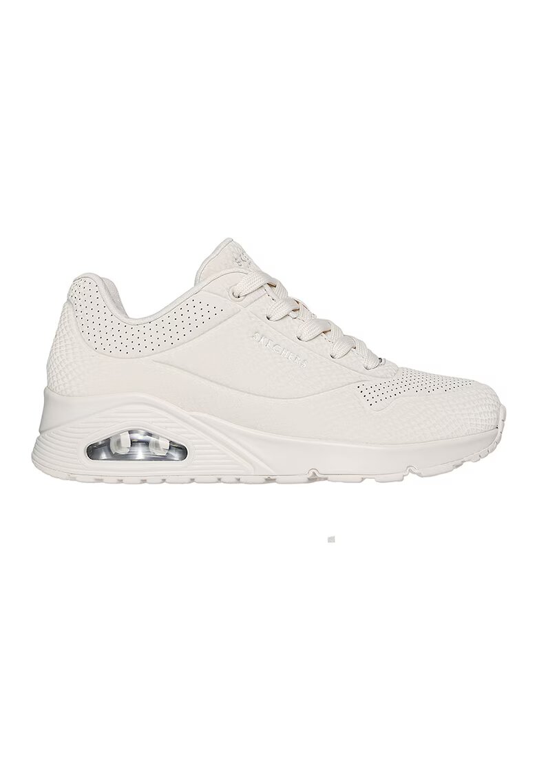 Skechers Маратонки Uno Shiny Scale с равна пларформа и светлоотразяване - Мръснобял