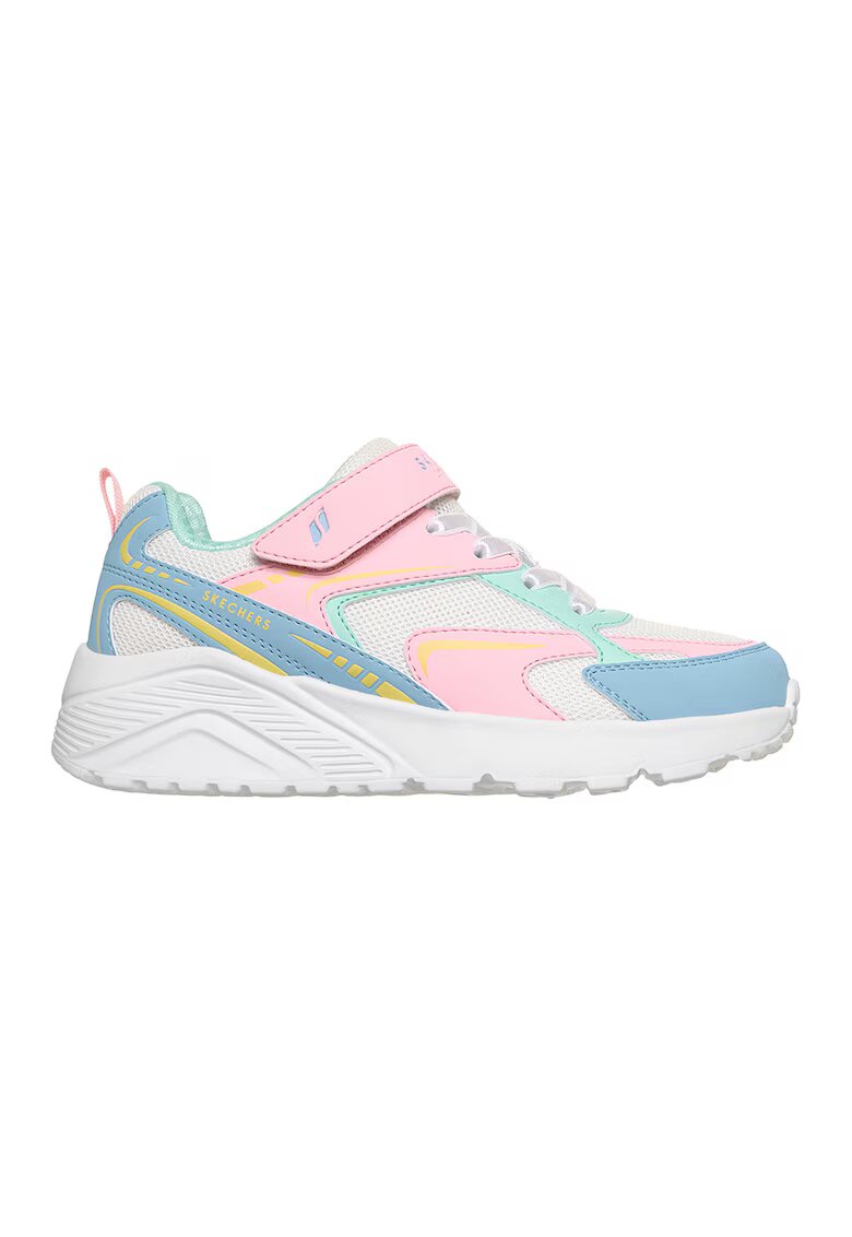 Skechers Мрежести маратонки Uno Lite със синтетика - Бял/Светлорозов/Ментово зелено