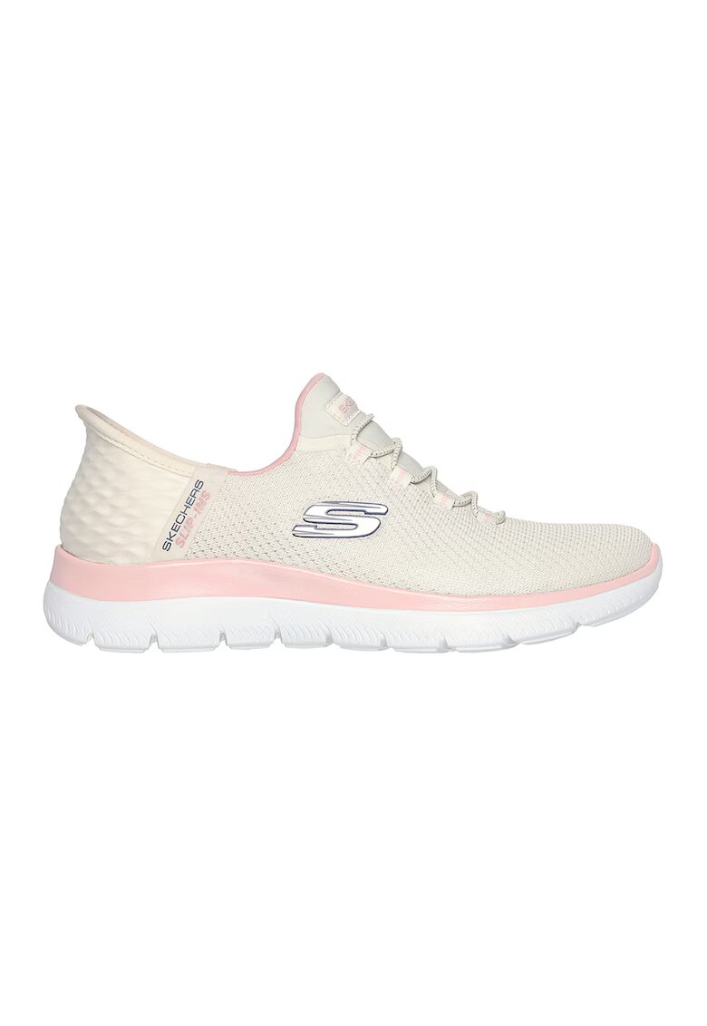 Skechers Мрежести спортни обувки Diamond Drea Slip-Ins с лого - Бял/Сребрист