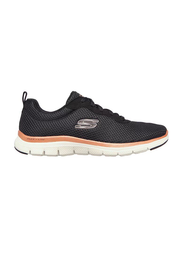 Skechers Мрежести спортни обувки Flex Appeal 4.0 - Черен/Розова сьомга