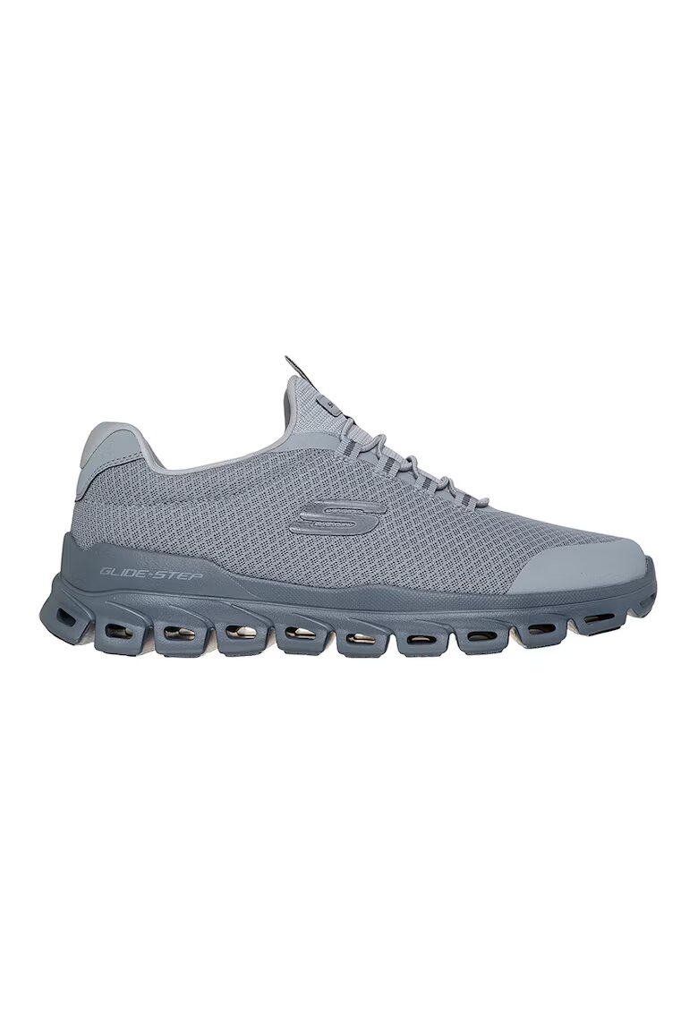 Skechers Мрежести спортни обувки Glide Step с лого - Tъмносив