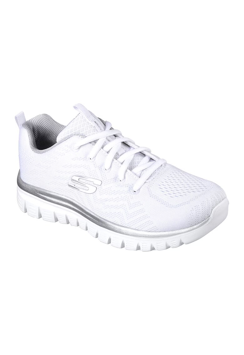Skechers Мрежести спортни обувки Graceful Get Connected - Бял/Сребрист