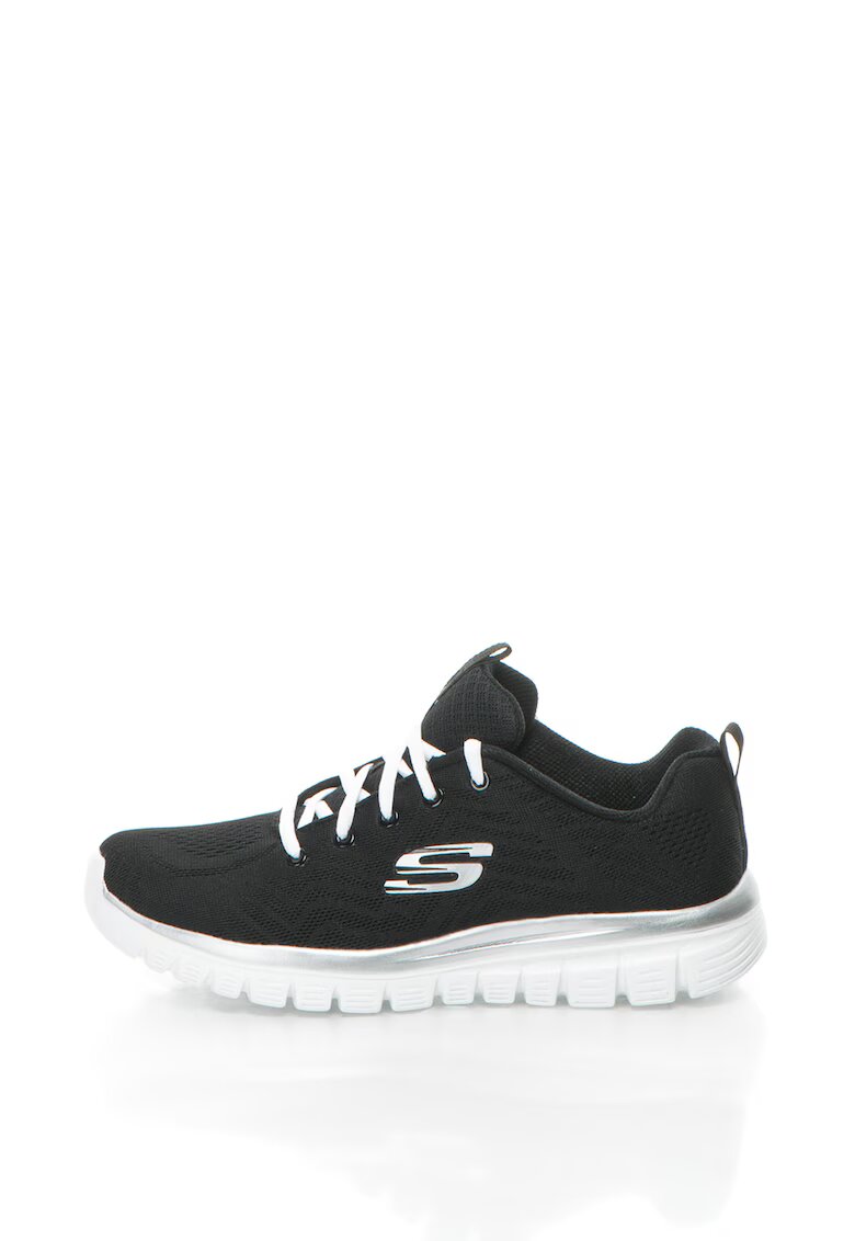 Skechers Мрежести спортни обувки Graceful Get Connected - Черен/Сребрист
