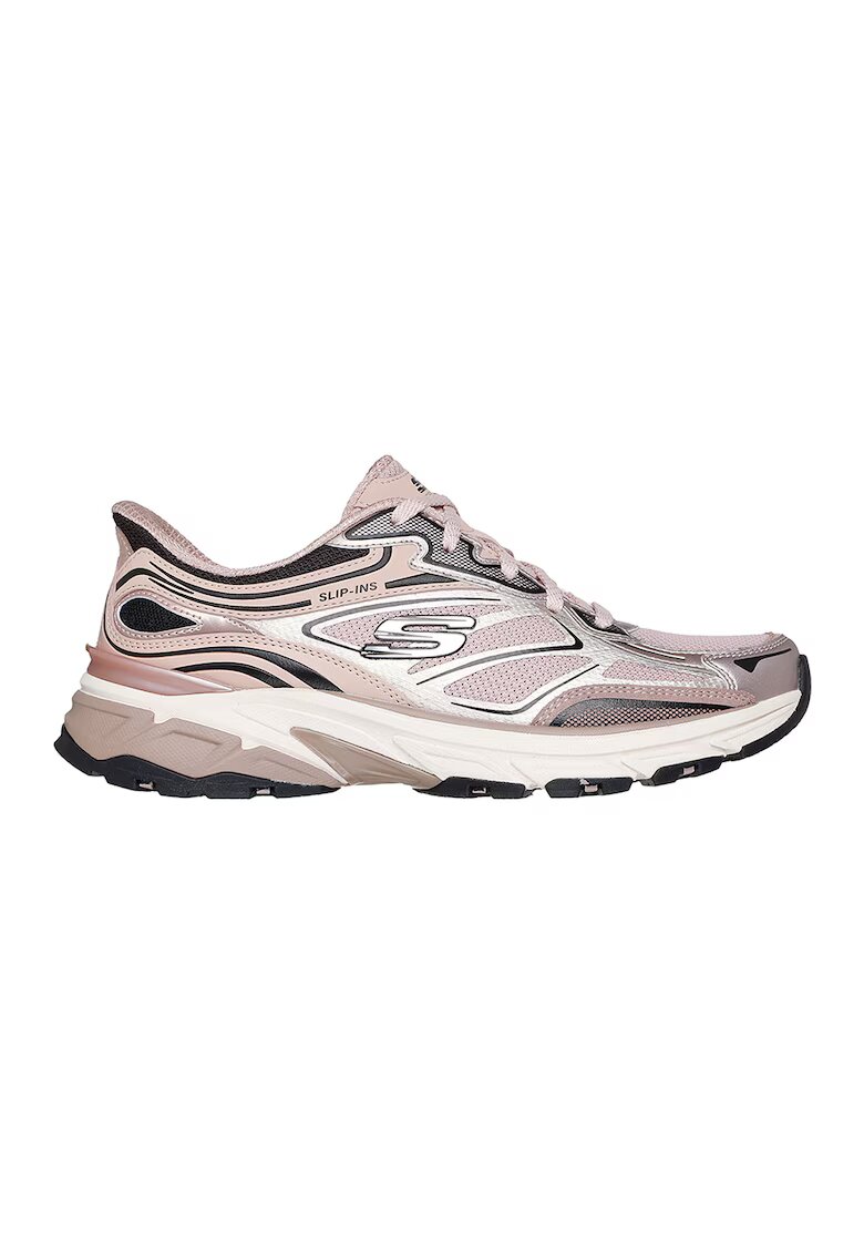 Skechers Мрежести спортни обувки Stamina Sport Slip-Ins с кожа - Прашно розово/Сребрист