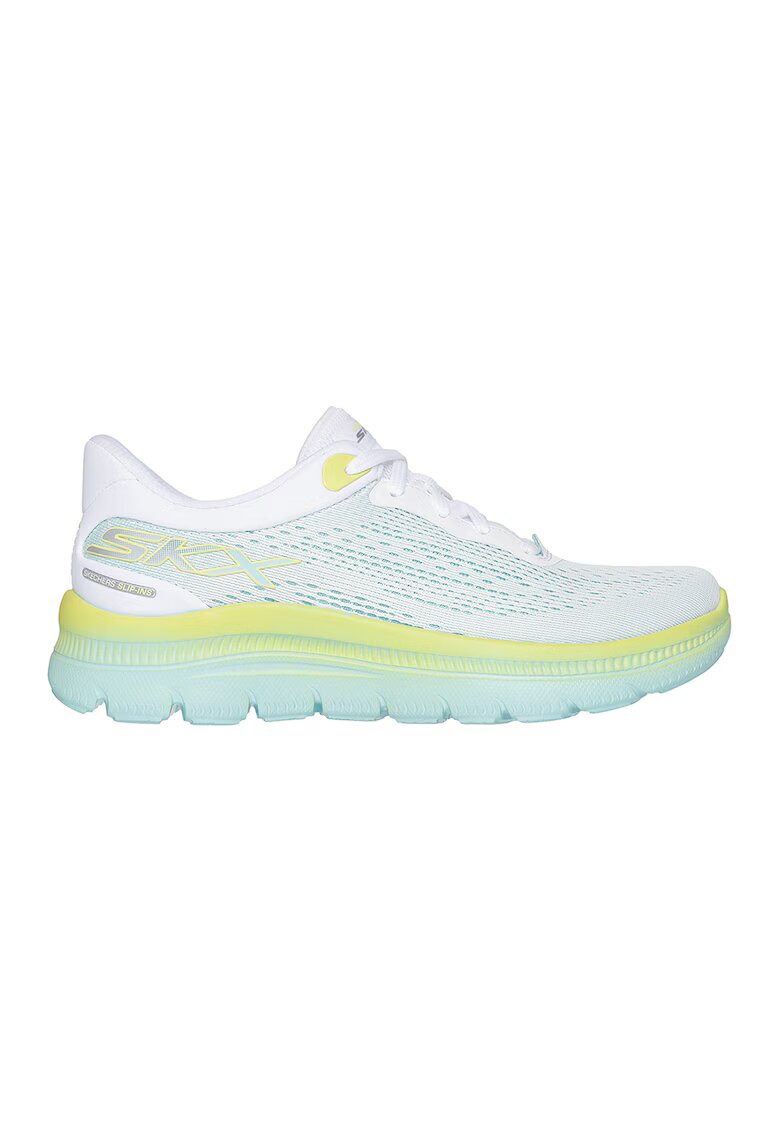 Skechers Мрежести спортни обувки Summits Plus Light Speed Slip-Ins - Бял/Лайм зелено