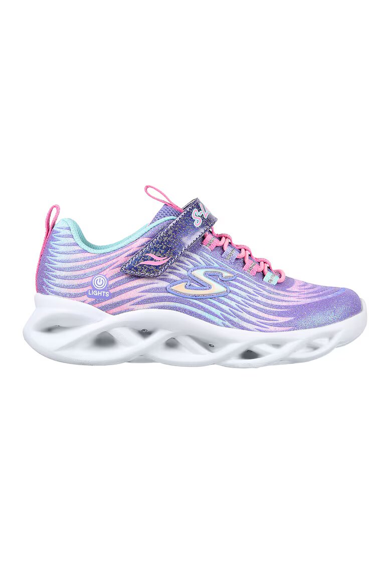 Skechers Олекотени спортни обувки Twisty Brights с LED светлини на подметката - Лилав/Сребрист