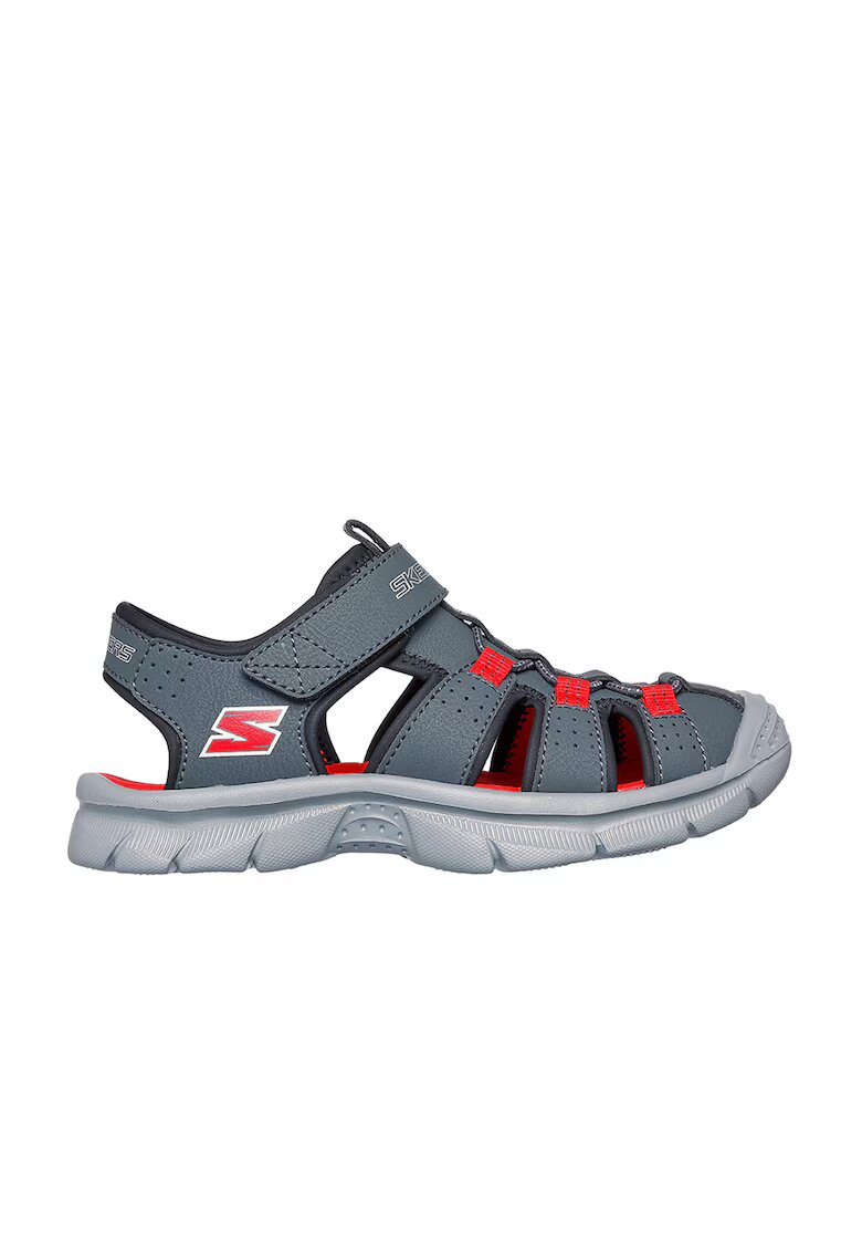 Skechers Сандали от еко кожа и текстил - Оранжев/Въглен сиво