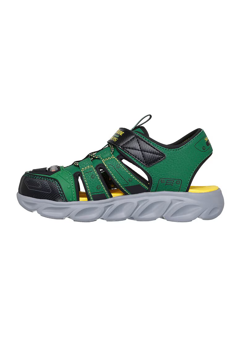 Skechers Сандали с принт с велкро и LED светлини - Зелен/Черен