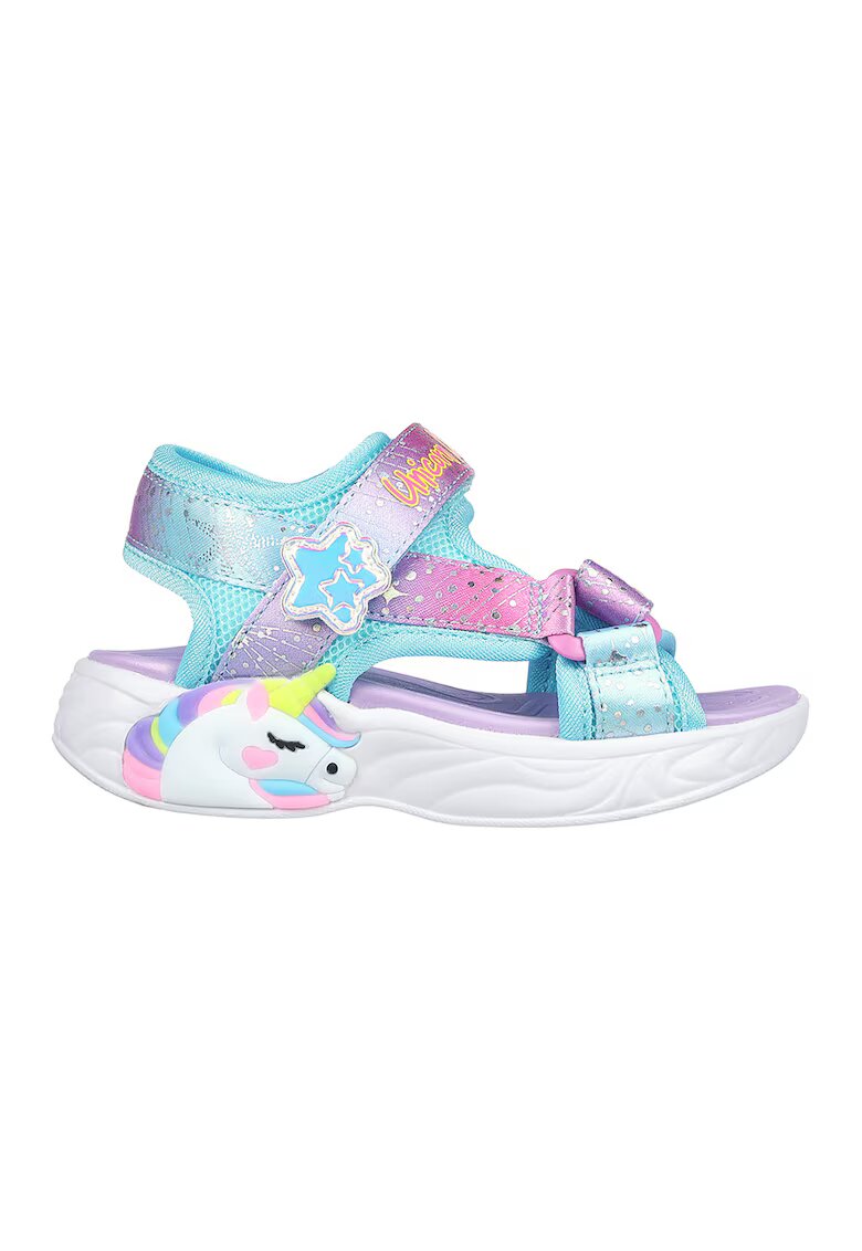 Skechers Сандали Unicorn Dreams с велкро и цветен блок - Тюркоаз/Розово