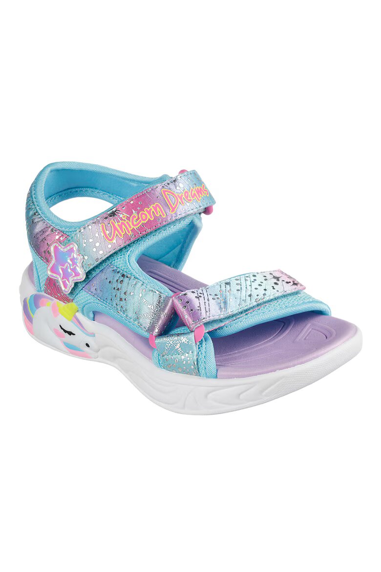 Skechers Сандали Unicorn Dreams с велкро и цветен блок Жълт/Аквамарин син/Розово