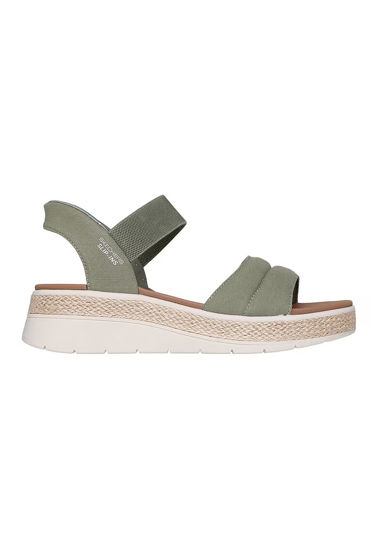 Skechers Скосени сандали Slip-Ins™ Bobs Sun Ray - Карамел/Папратово зелено
