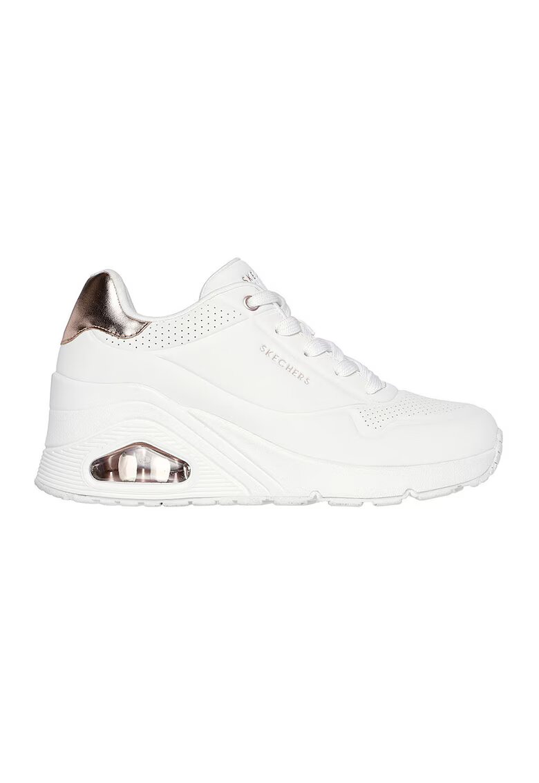 Skechers Скосени спортни обувки от еко кожа - Бял/Златист