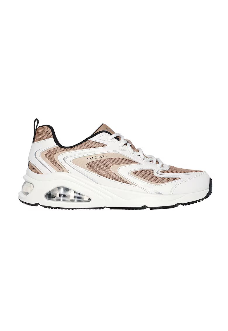 Skechers Скосени спортни обувки Tres-Air-Uno със синтетика - Бял/Светлокафяв