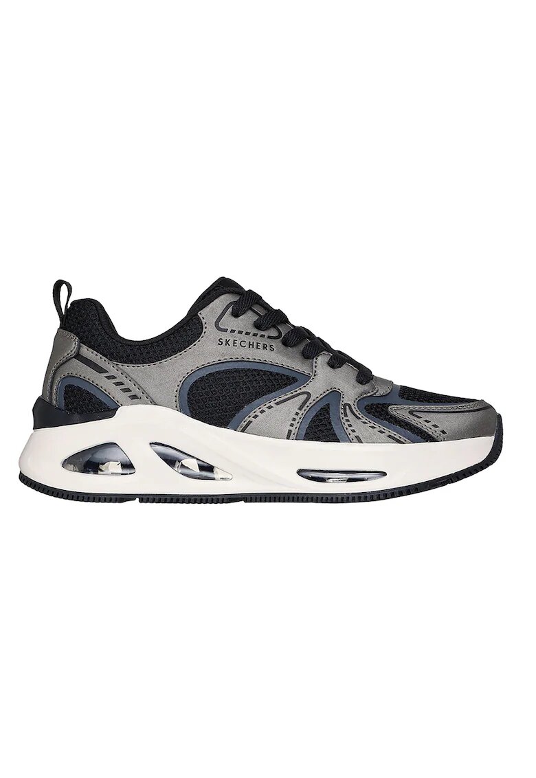 Skechers Скосени спортни обувки Uno Ego с еко кожа и текстил - Светло сив/Фуксия
