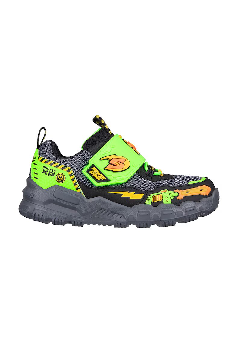 Skechers Спортни обувки Adventure Track-Soun с LED светлини - Черен/Оранжев/Лайм зелено