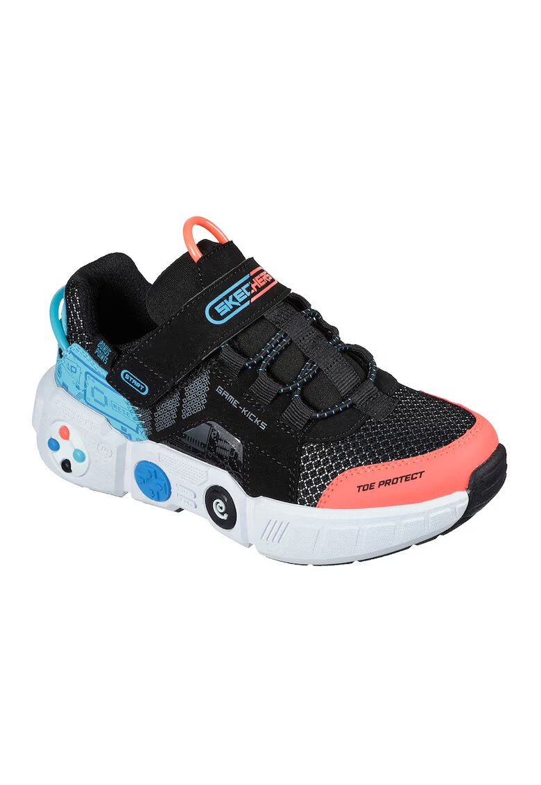 Skechers Спортни обувки Gametronix с велкро - Черен/Аквамарин син/Корал