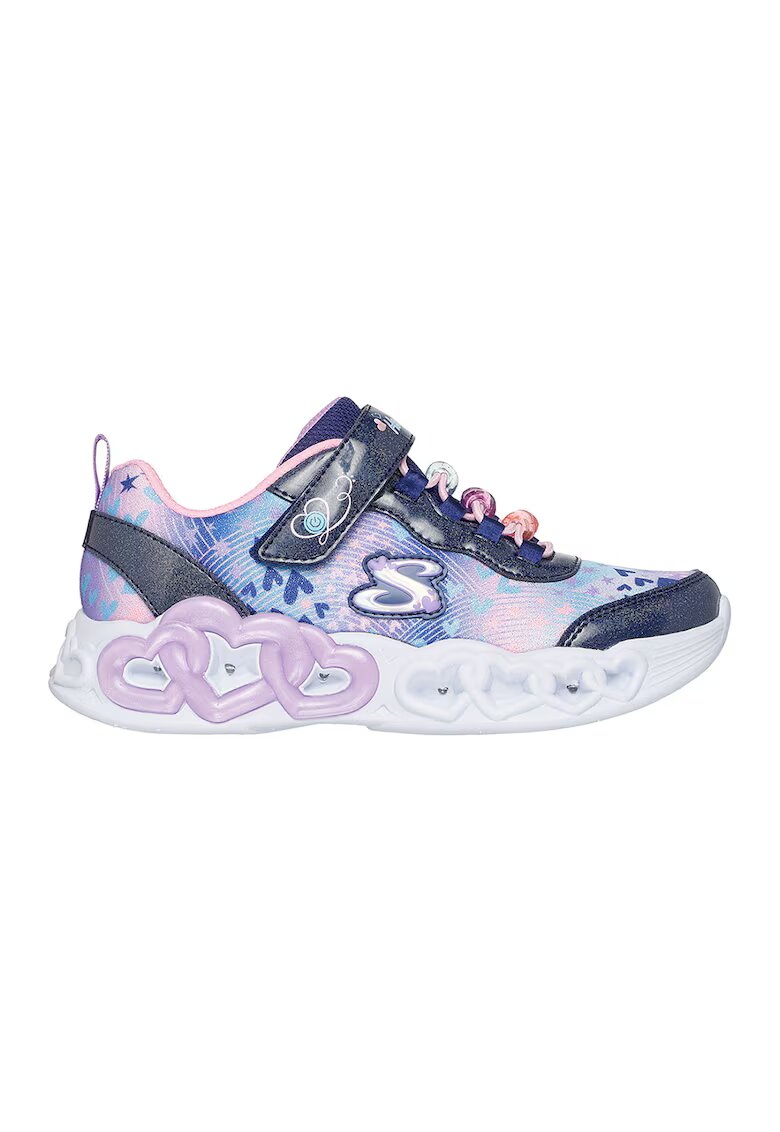 Skechers Спортни обувки Infinite Love с LED светлини с декорация сърце - Избеляло черно/Лилав/Тъмносин