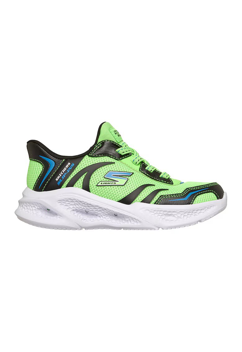 Skechers Спортни обувки Meteor Slip-Ins с LED светлини - Черен/Лайм зелено