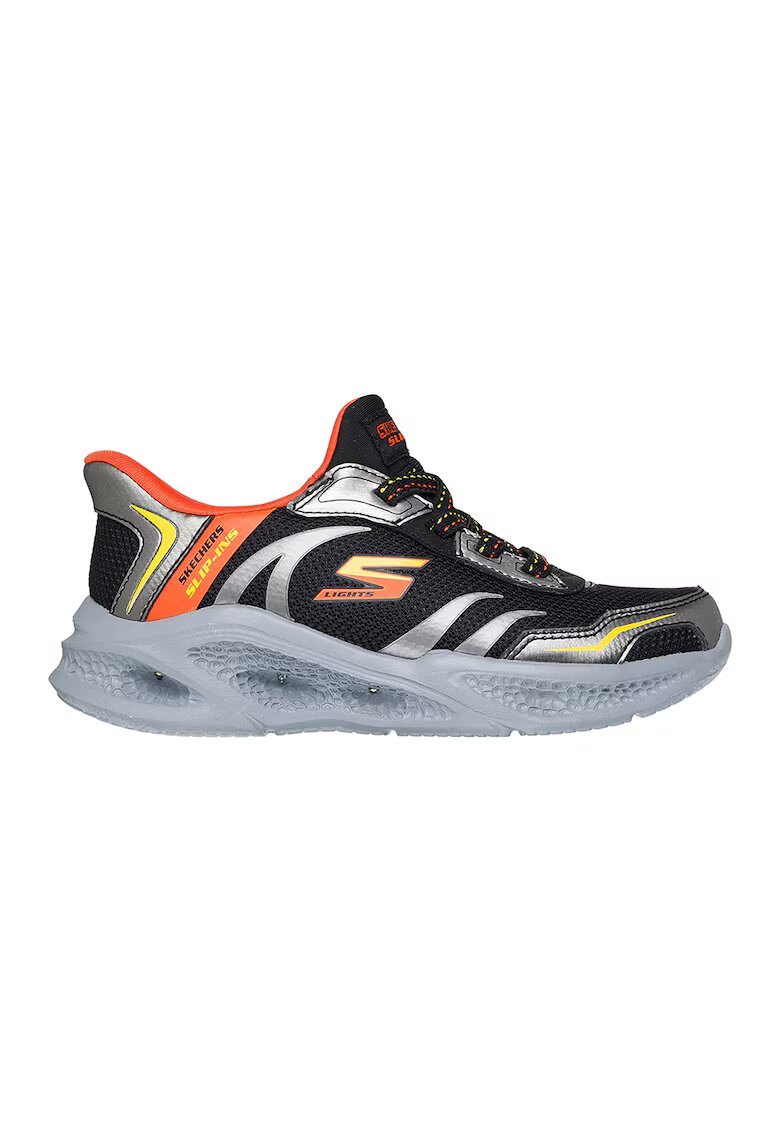 Skechers Спортни обувки Meteor Slip-Ins с LED светлини - Черен/Оранжев/Сребрист