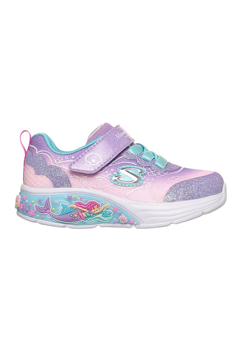 Skechers Спортни обувки My Dreamers Lil Mermaid с LED светлинки - Аквамарин син/Пастелнорозов/Аметист