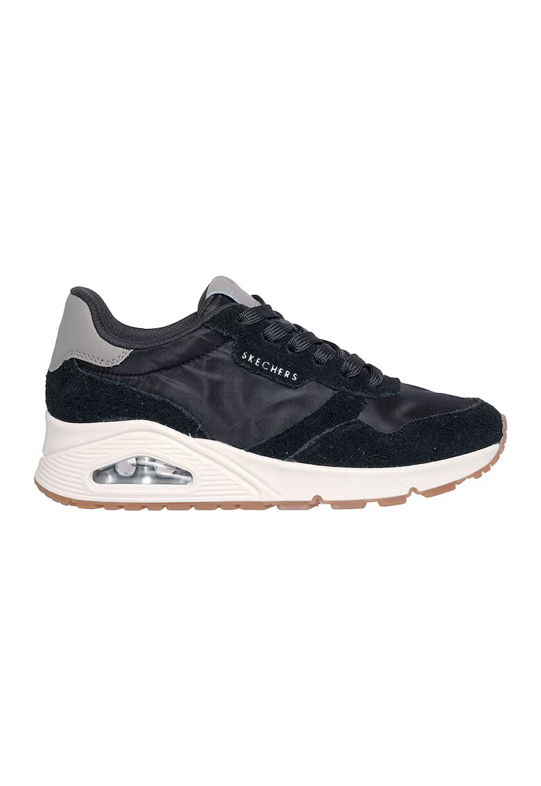 Skechers Спортни обувки от велур Uno-vintage Dayz с мрежа - Светло сив/Избеляло черно/Тъмносин