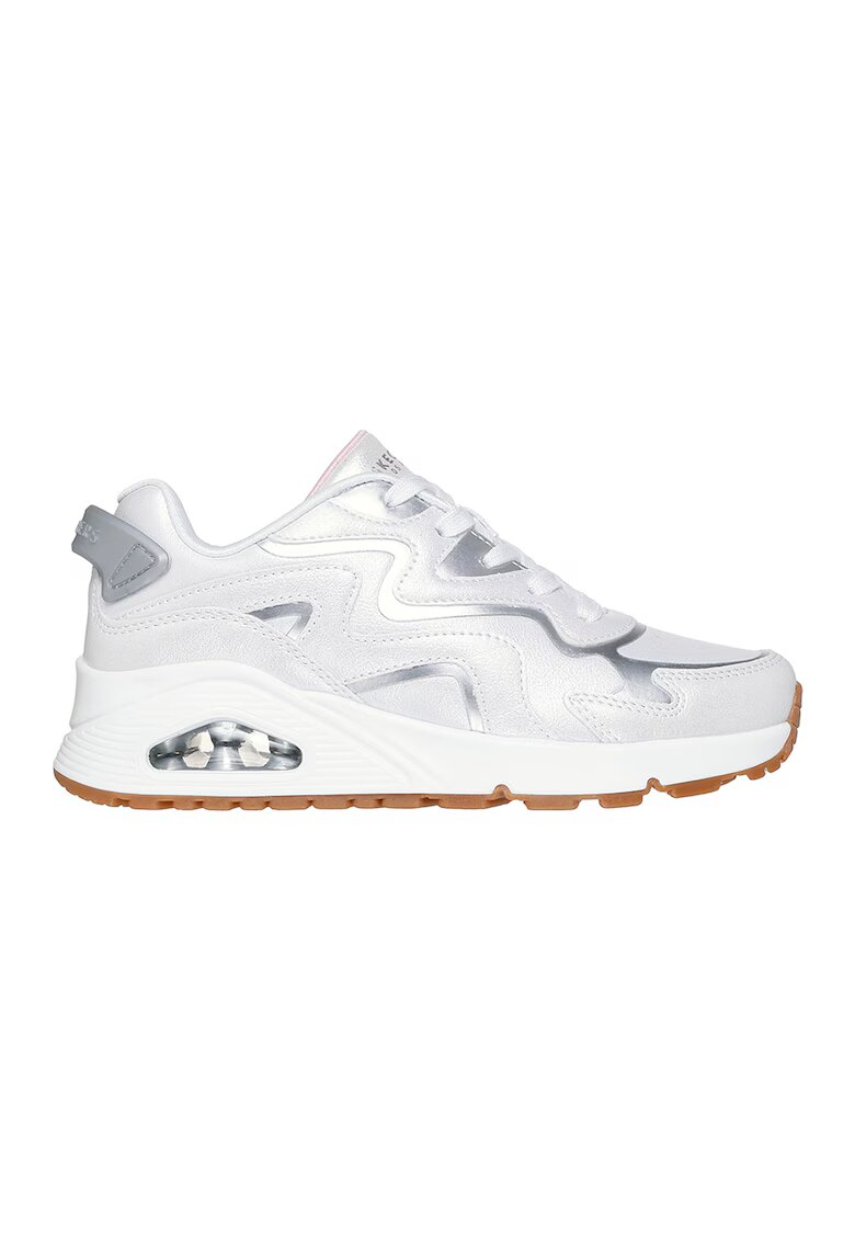 Skechers Спортни обувки с метализирани зони - Светло сив/Бял/Карамел