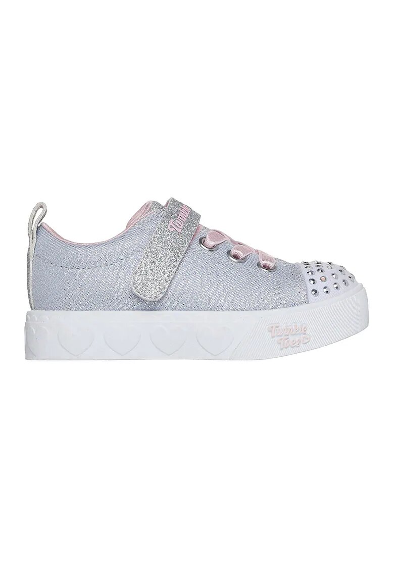 Skechers Спортни обувки с велкро и LED светлини - Бял/Сив/Сребрист