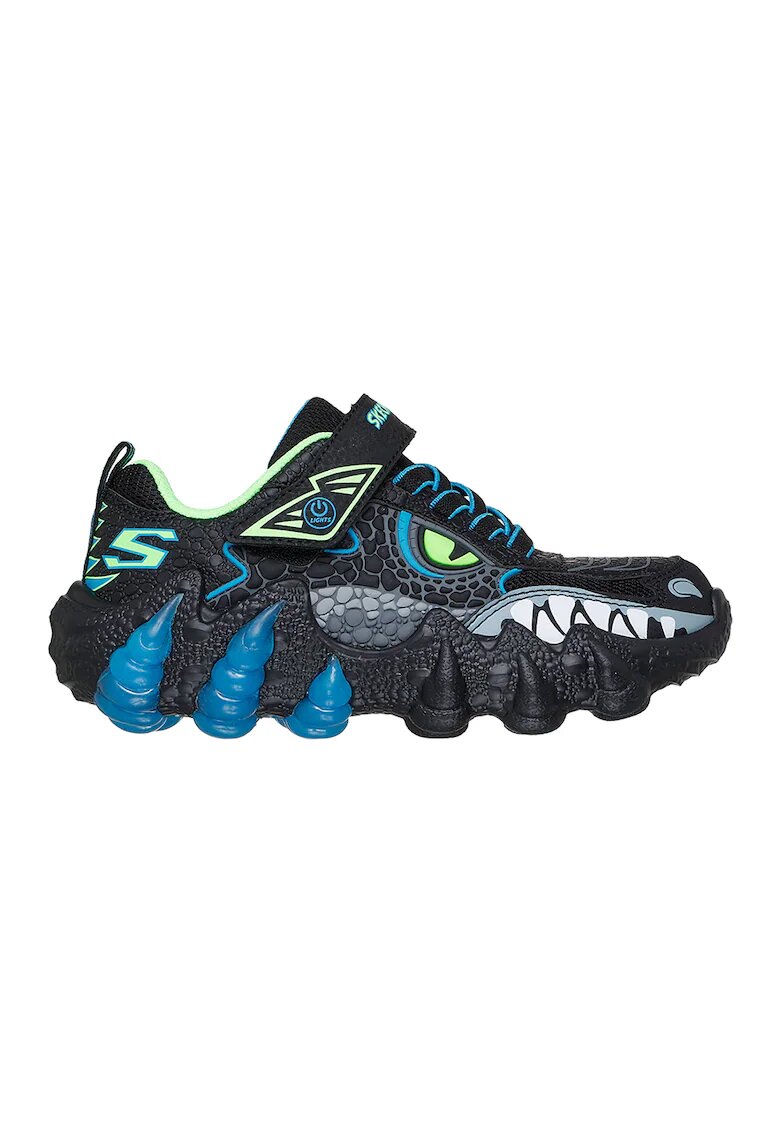 Skechers Спортни обувки Skech O Saurus Lights от еко кожа с графика - Черен/Тюркоаз
