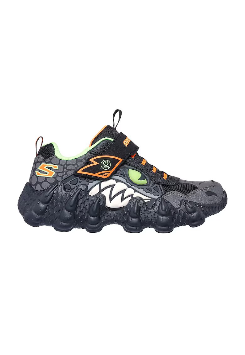 Skechers Спортни обувки Skech-O-Saurus с LED светлини - Черен/Оранжев/Tъмносив