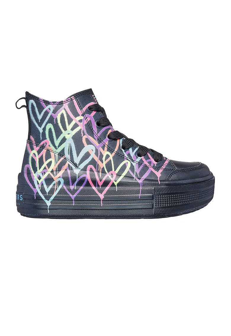 Skechers Спортни обувки Street от еко кожа - Черен/Многоцветен