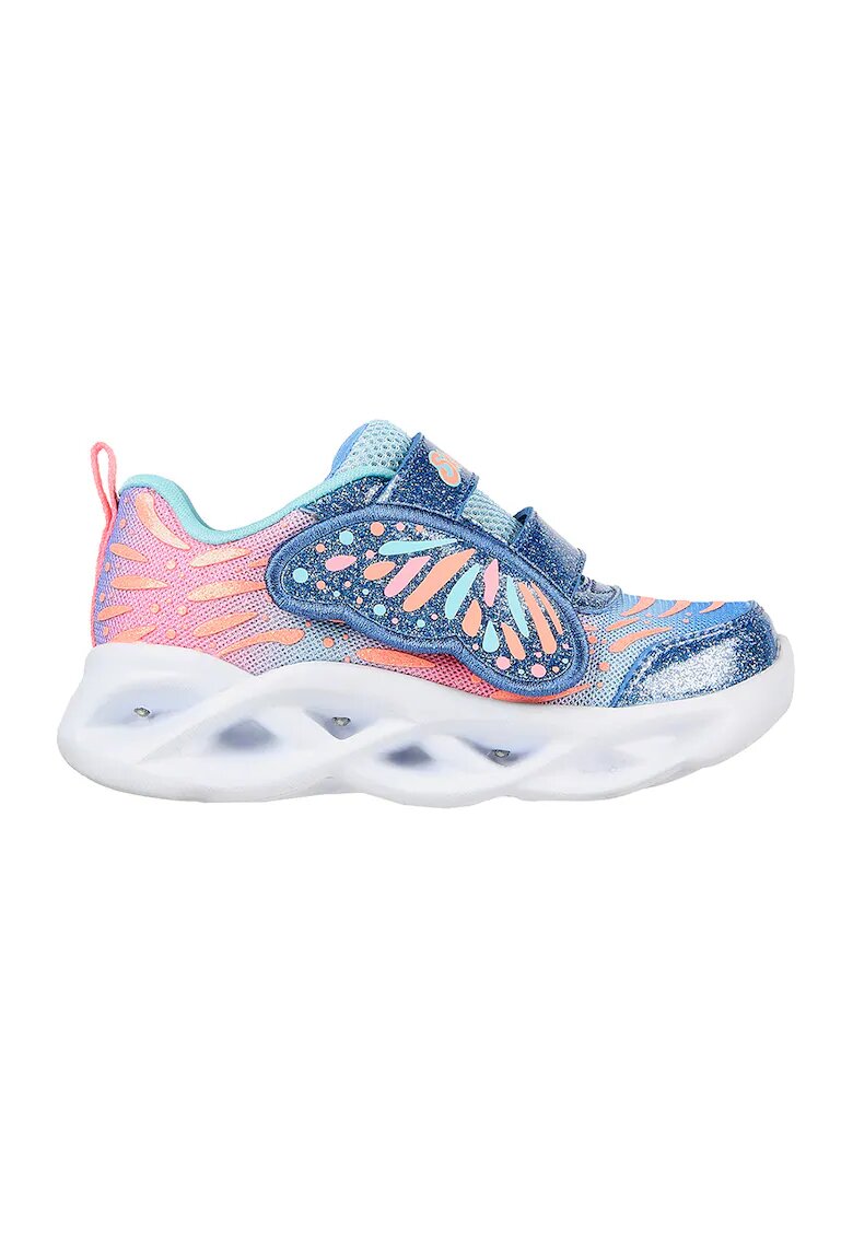 Skechers Спортни обувки Twisty Brights с велкро и брокат - Тъмносин/Розово
