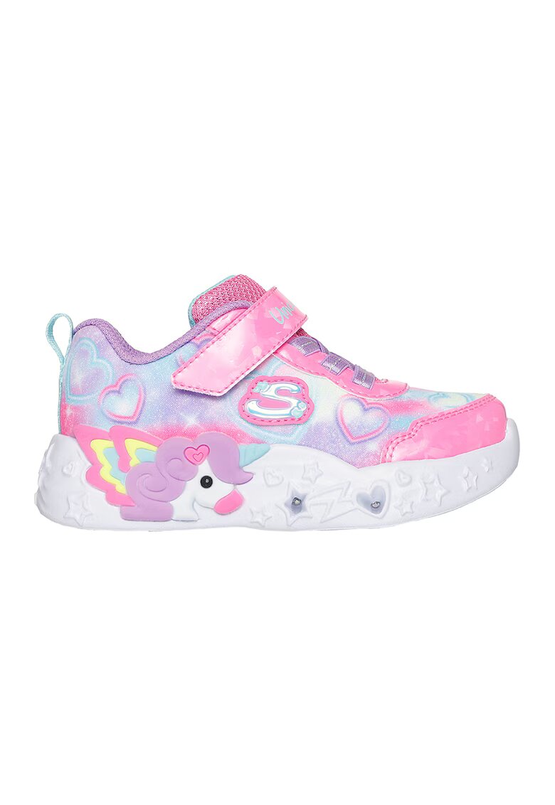 Skechers Спортни обувки Unicorn Charmer с LED светлини и велкро - Тюркоаз/Пастелнорозов/Лилав