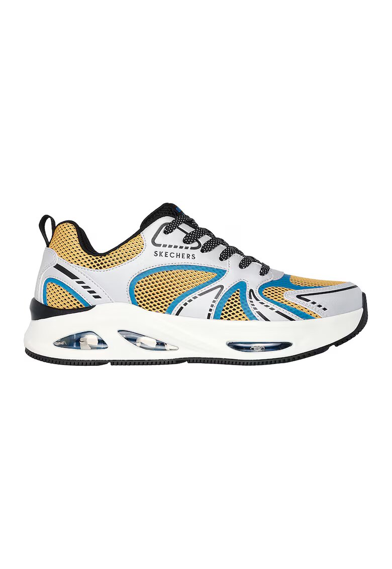 Skechers Спортни обувки Uno Ego с еко кожа с мрежа - Бял/Жълт/Тюркоаз