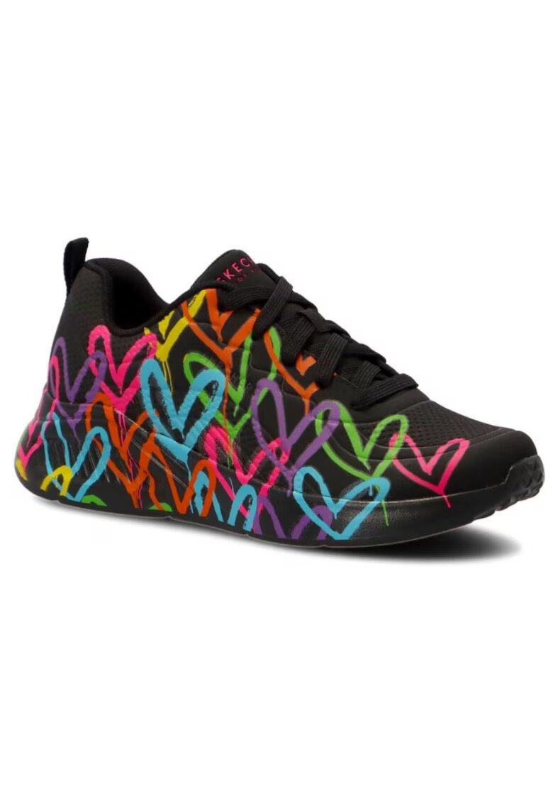 Skechers Спортни обувки Uno-Highlight Love от еко кожа с контрасти - Черен