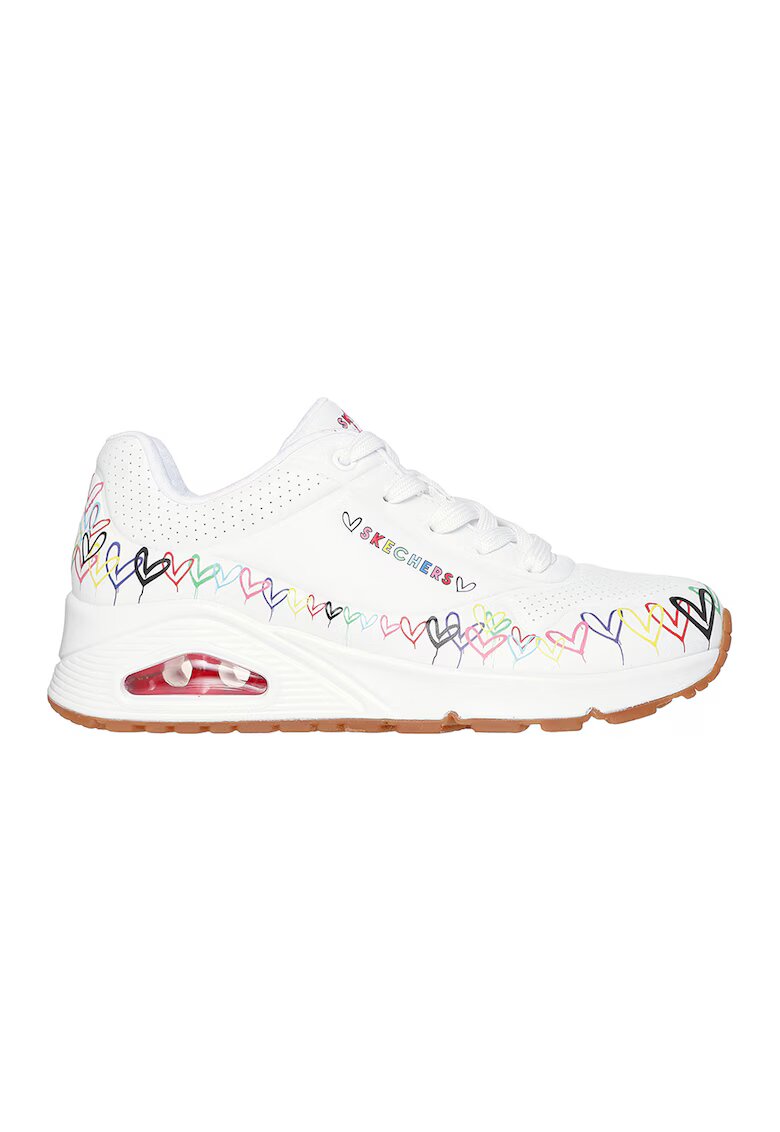 Skechers Спортни обувки Uno от еко кожа с шарка - Бял/Многоцветен