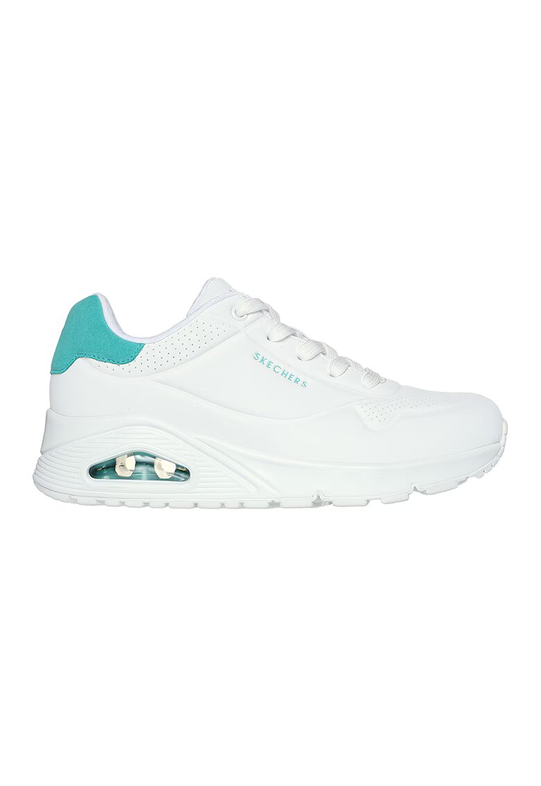 Skechers Спортни обувки Uno-Pop с велур - Корал/Бял