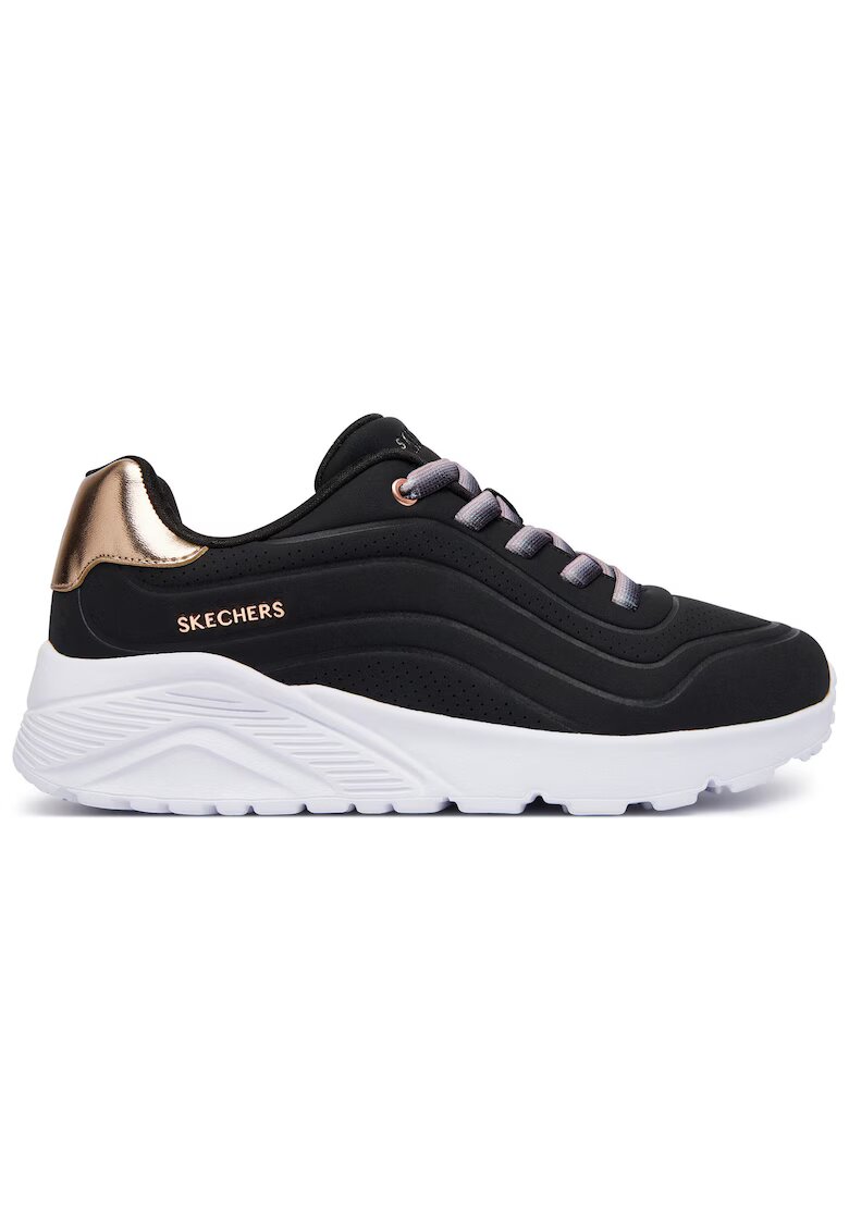 Skechers спортни обувки за момичета от синтетичен материал с дебела подметка и розово-златни детайли - черно/многоцветни